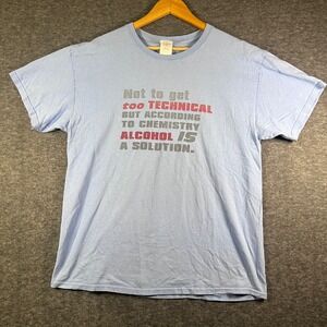 Gildan Mens Large Light Blue Chemistry Alcohol Is A Solution Graphic T-Shirt L
